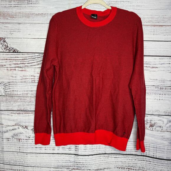 Hugo Boss  Red Crew Neck Slim Fit Mens Sweater Lg - Picture 1 of 4